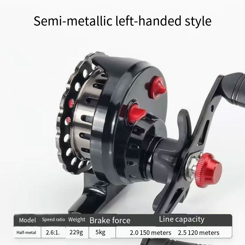 Metalen vismolen met een overb - Ice Fishing Reel recensie en prijs